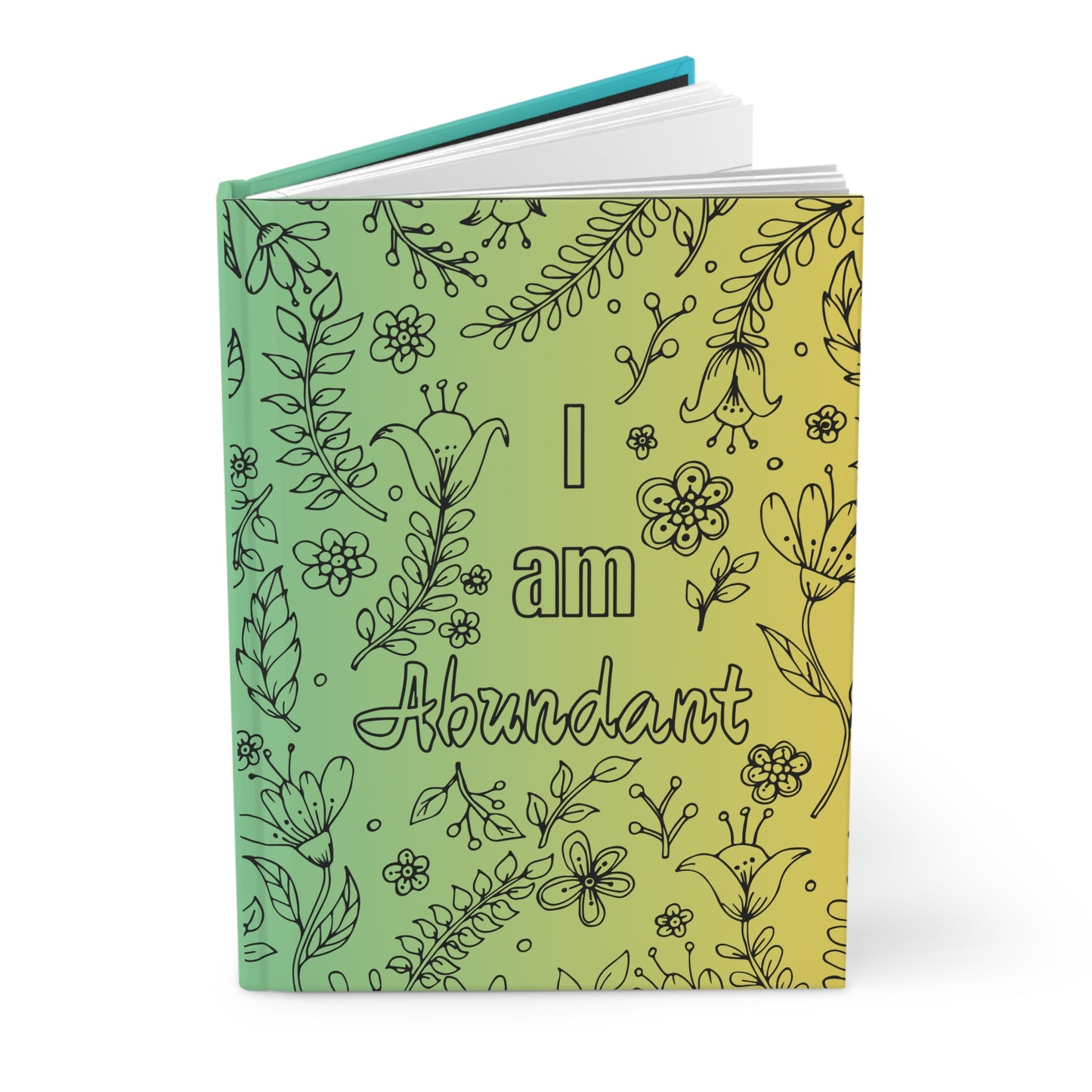 Affirmation Hardcover Journal — "I Am Abundant" Floral Gratitude Notebook
